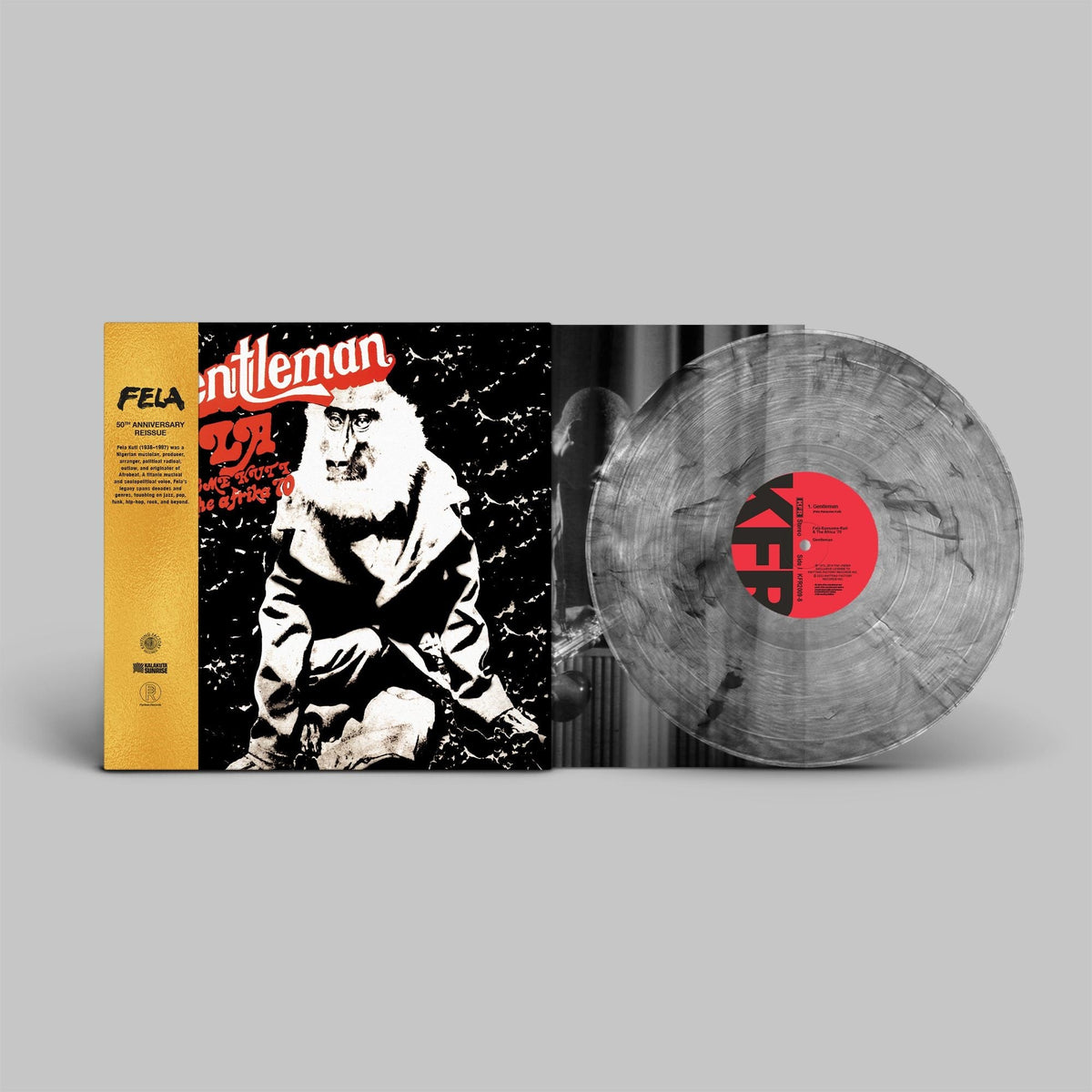 Fela Kuti "Gentleman" 50th Anniversary vinyl record with yellow cover art.