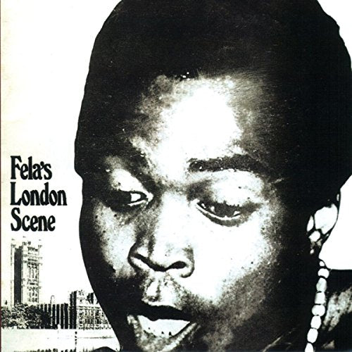 Black and white album cover featuring a close-up portrait of Fela Kuti.