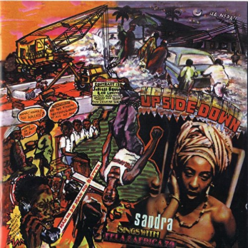 "Fela Kuti's 'Upside Down' vinyl album cover featuring a vibrant, cartoonish illustration."