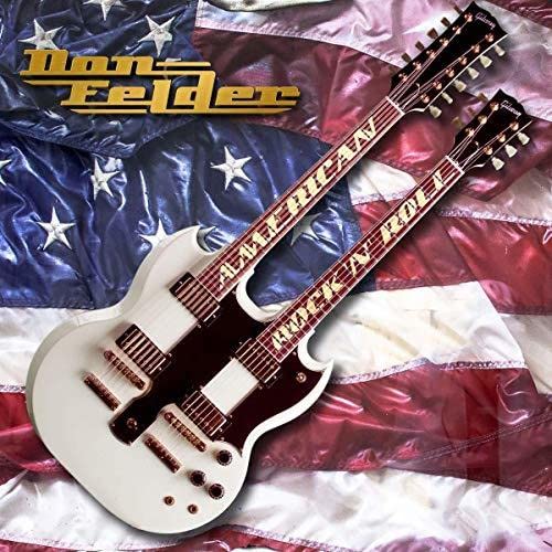 CD cover with a white double-neck guitar against an American flag.