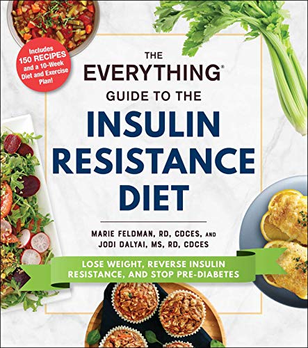 Book cover with vegetables and food, titled “The Everything Guide to the Insulin Resistance Diet.”