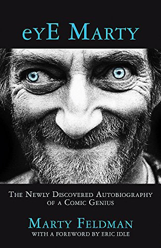 Black and white close-up of Marty Feldman’s face, book cover.