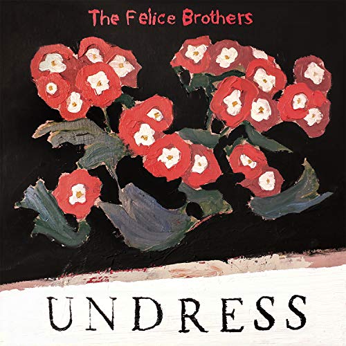 "Album cover featuring a painting of red flowers against a black background."