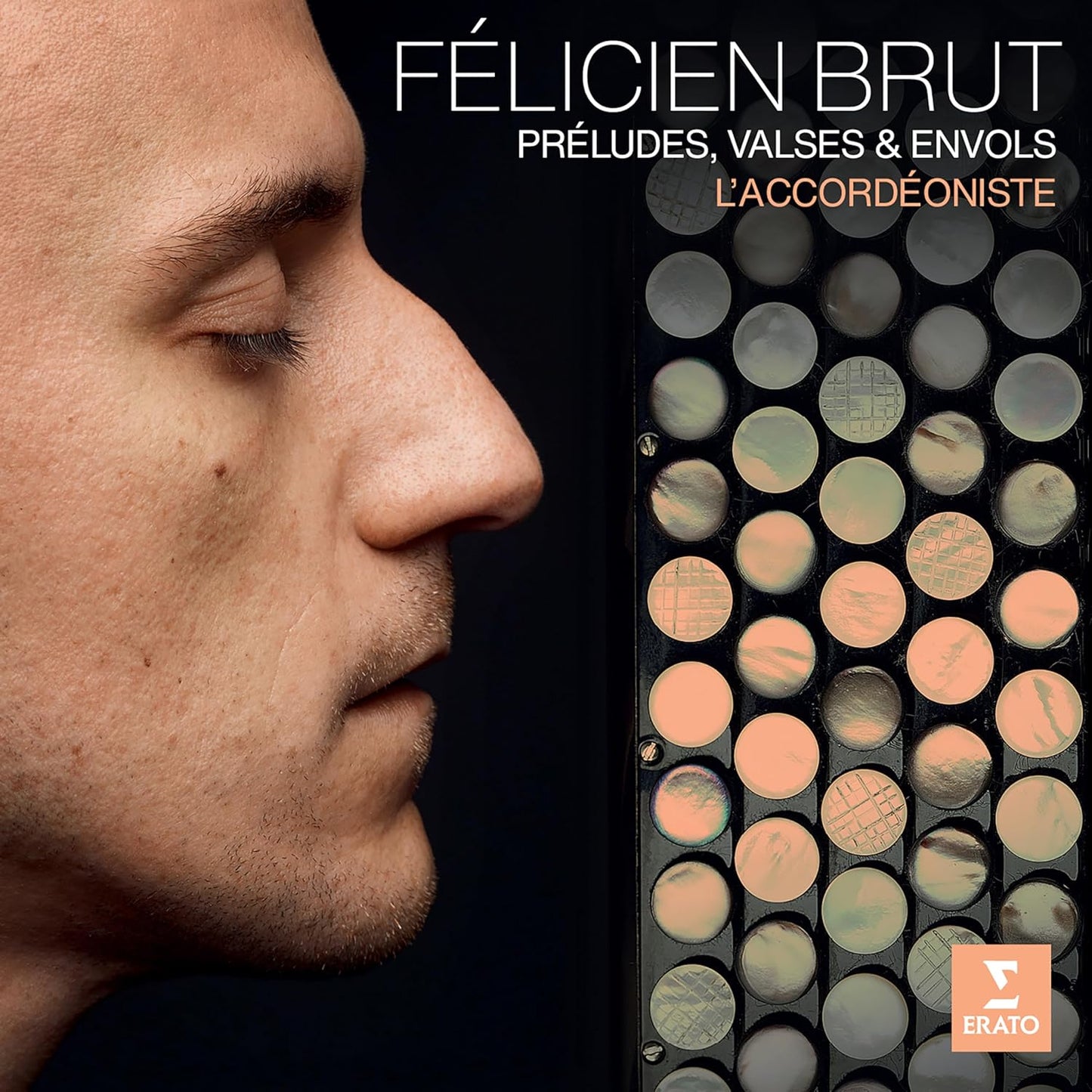 CD cover featuring a close-up portrait of a man and an accordion.
