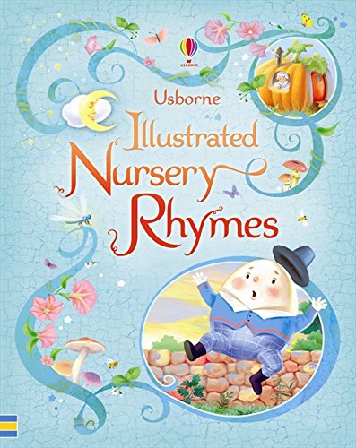 Cover of Usborne Illustrated Nursery Rhymes featuring Humpty Dumpty and a pumpkin house.