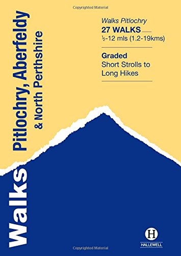 Book cover titled Walks Pitlochry, Aberfeldy & North Perthshire with a blue mountain graphic.