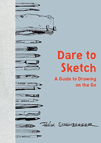 Book cover with a light blue background, line drawings of pens, and orange text.