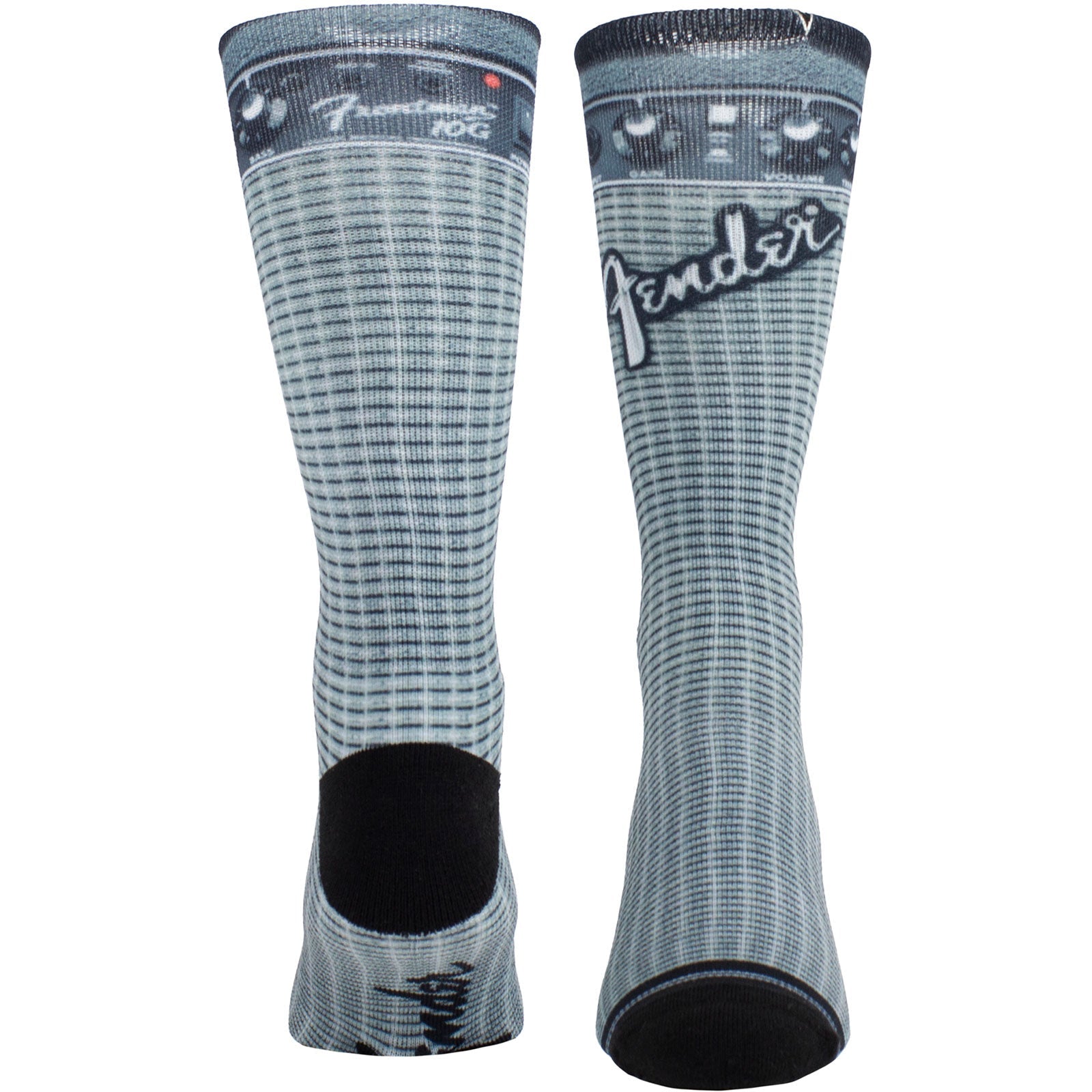 Gray crew sock featuring a Fender amplifier graphic with the Fender logo.