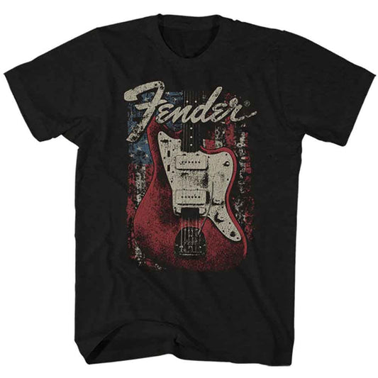 Black Fender t-shirt, size small (36-38 inch chest), with logo graphic.