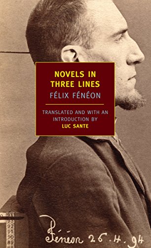Book cover: “Novels In Three Lines” by Félix Fénéon, portrait included.