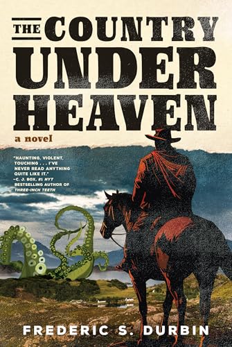 Book cover: Cowboy on horseback, tentacled creature, mountainous landscape.