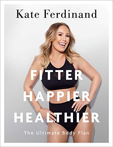 Book cover featuring a smiling woman in black workout attire against a gray background.
