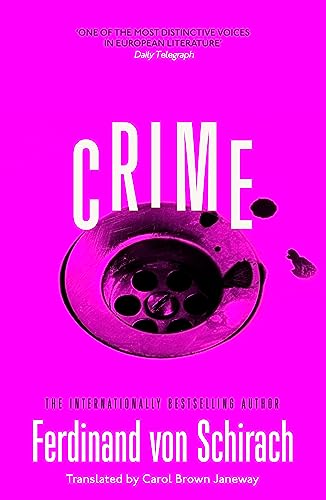 Book cover: purple background, large white text "CRIME," and drain image.