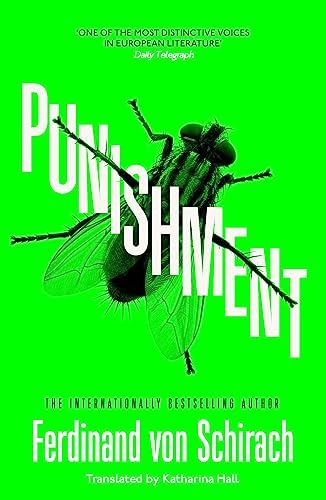 Bright green book cover with large white text, "Punishment," and a fly.