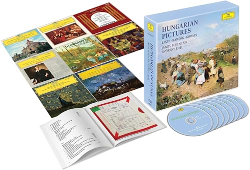 CD box set, “Hungarian Pictures,” featuring paintings and musical scores.