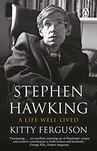 Book cover featuring a portrait of Stephen Hawking in a wheelchair.