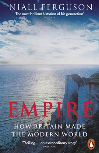 "Book cover with 'EMPIRE' in red, ocean, and cliffside under a cloudy sky."