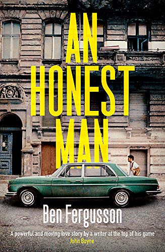 Book cover: "An Honest Man" with a vintage green car and building backdrop.