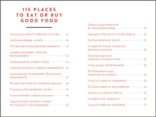 A table of contents page titled 115 Places to Eat or Buy Good Food.