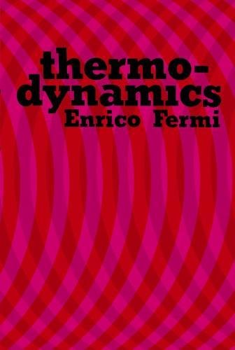 Book cover with Thermodynamics by Enrico Fermi in black text over red wavy lines.