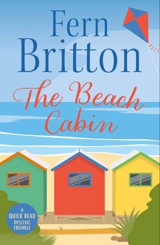 Book cover featuring three colorful beach huts, a blue sky, and a flying kite.