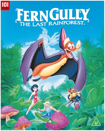 Blu-ray cover art featuring Batty the bat, a fairy, and a boy in rainforest.