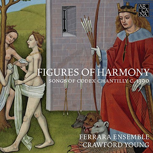 CD cover: Medieval painting of figures with musical text overlay.