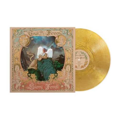 Sierra Ferrell's "Trail Of Flowers" vinyl record, gold disc and ornate cover.