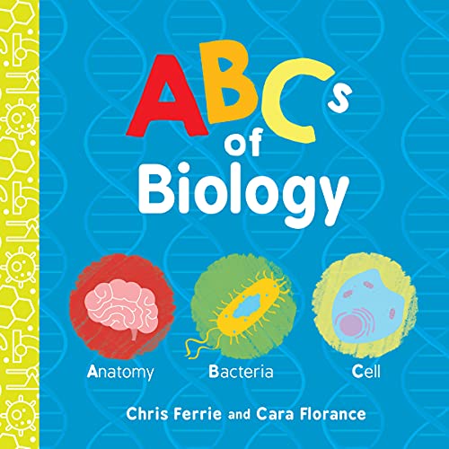 Book cover: "ABCs of Biology" with illustrated cells and anatomy.