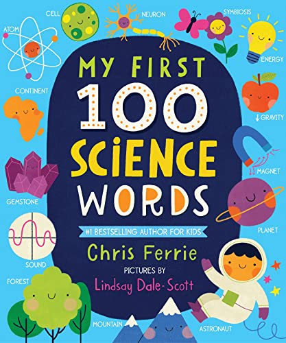 Children’s book cover with colorful illustrations of science concepts.