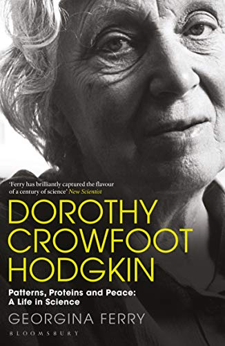 Black and white portrait of Dorothy Crowfoot Hodgkin, book cover.