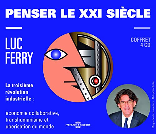 CD cover art featuring a robotic eye and portrait of Luc Ferry.