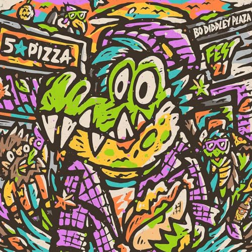 Colorful cartoon face with "Fest 21" text on a music CD cover.