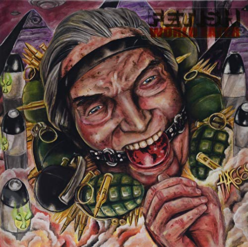 Album cover: distorted face with grenades, spikes, and unsettling imagery.