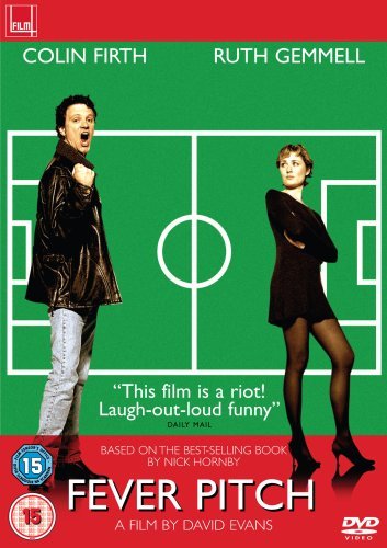 "Fever Pitch" DVD cover featuring Colin Firth and Ruth Gemmell against a soccer pitch background.