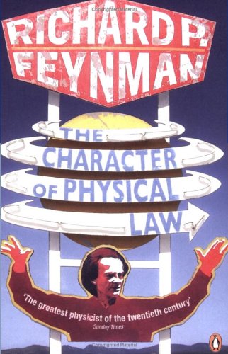 Book cover: “The Character of Physical Law” by Richard Feynman, with directional signs.