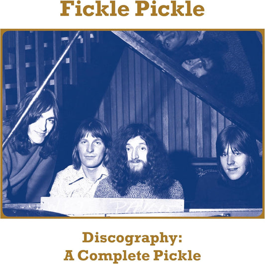 Fickle Pickle band portrait on CD cover, vintage blue-toned photo.