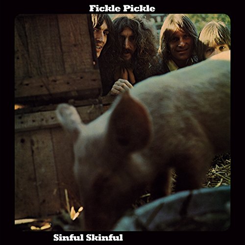 Record album cover: pig in foreground, four people looking over a fence.