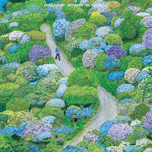 CD cover: aerial view of a winding path through blue and green hydrangeas.