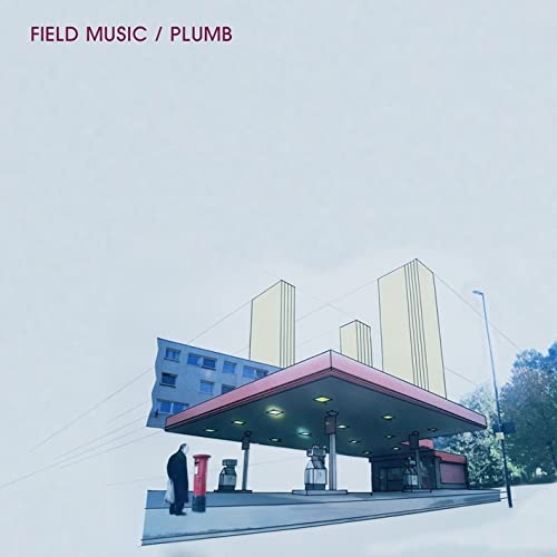 CD cover for Field Music’s “Plumb” featuring a gas station illustration.