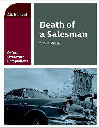 Book cover for "Death of a Salesman" with a car and bridge image.