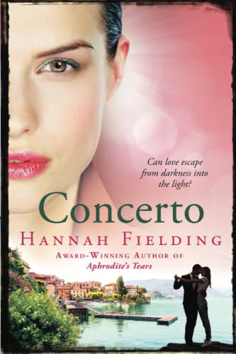 Book cover: "Concerto" with a woman’s face and couple by water.