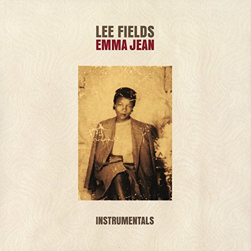 Vinyl album cover with sepia-toned photo of man, beige background, and text "LEE FIELDS EMMA JEAN".