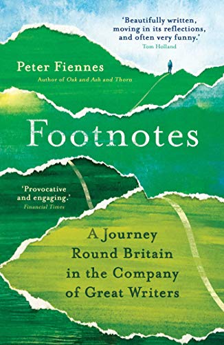 Book cover for Footnotes by Peter Fiennes featuring green hills and a walking path.
