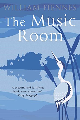 Book cover: "The Music Room" with heron, castle reflection, blue tones.
