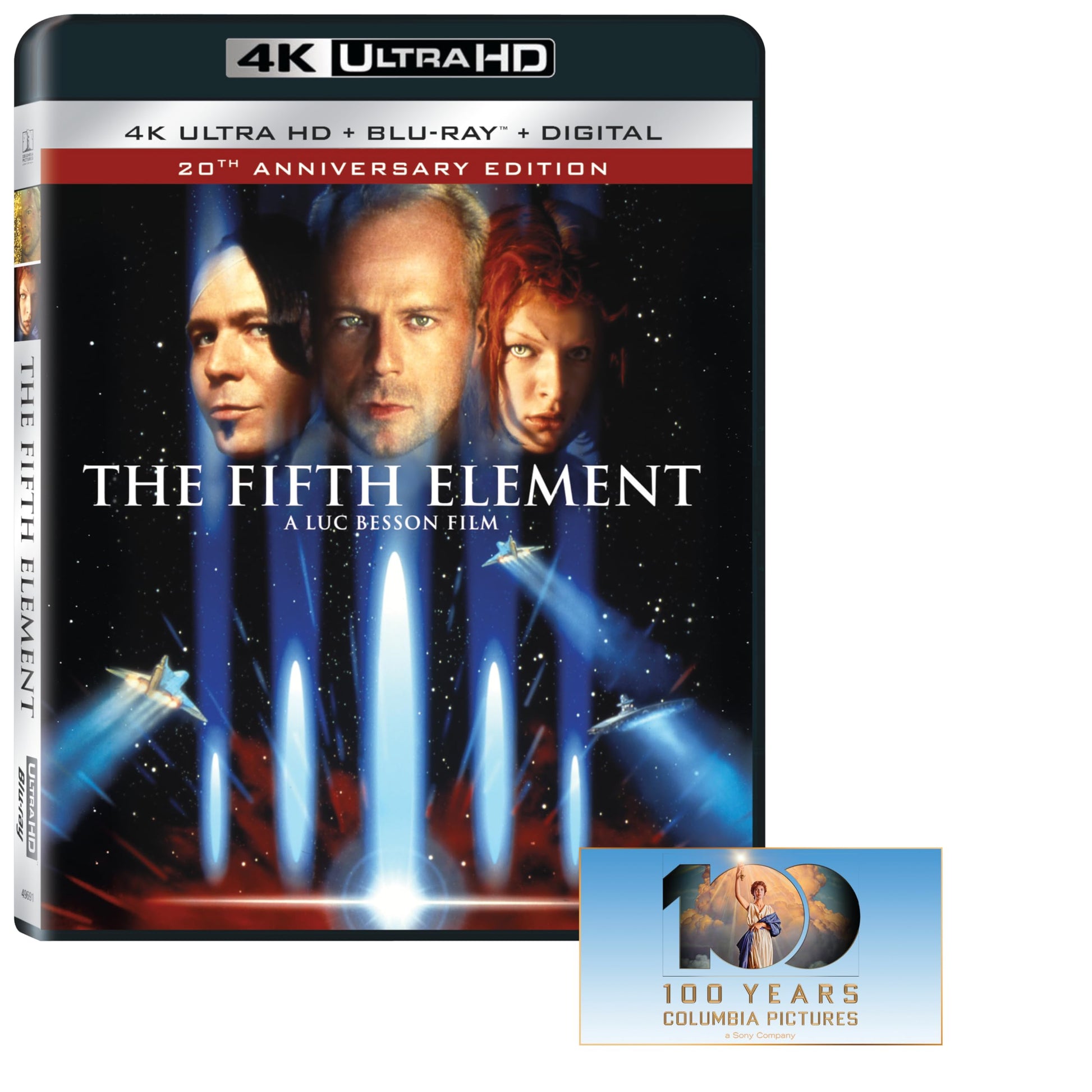 Blu-ray case for "The Fifth Element" featuring Bruce Willis and Milla Jovovich.