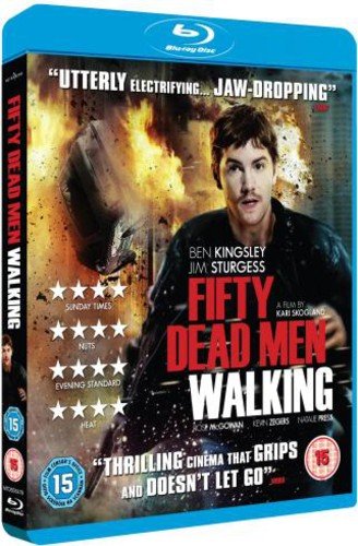 Blu-ray cover for "Fifty Dead Men Walking" featuring a man and explosions.