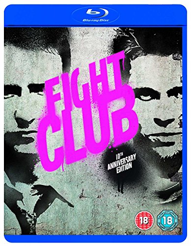 Fight Club" Blu-ray cover with distressed faces and pink title text.