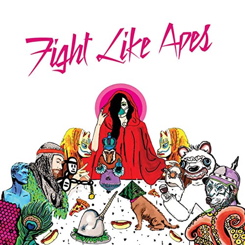 Album cover for Fight Like Apes with colorful, surreal illustrations.