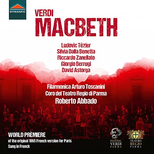 CD cover for Verdi's Macbeth featuring an orchestra silhouette against a red background.
